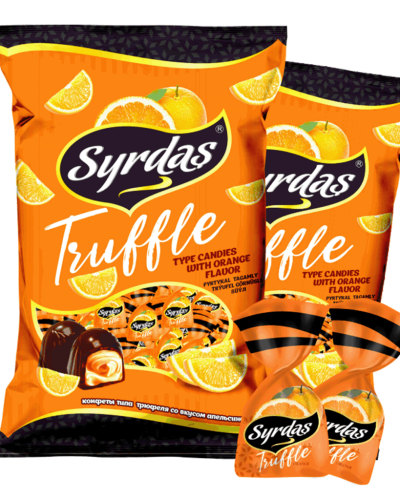 შოკოლადის ტრიუფელი „სირდაში“ ფორთოხლის შიგთავსით